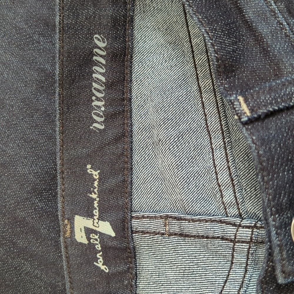7 For All Mankind Roxanne Dark Blue Mid Rise Skinny Jeans - Picture 9 of 10